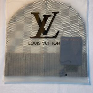 Louis Vuitton Gray Checkered Beanie